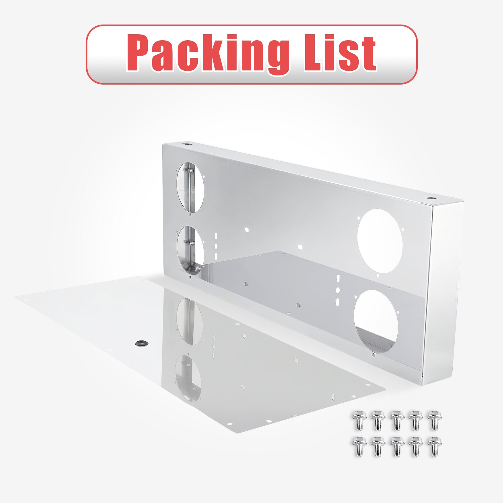 34" Chrome Stainless Rear Light Panel – 4 Large 4" Corner Lights (PR-9010SS)