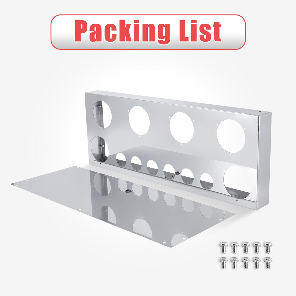 34" Chrome Stainless Rear Light Panel – 6 Large + 6 Small Light Cutouts (PR-9006SS)