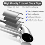 Chrome Curved Exhaust Stack – 6" Diameter – 18", 24", 36", 48" Lengths – Truck Smokestack - view 12