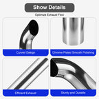 Chrome Curved Exhaust Stack – 6" Diameter – 18", 24", 36", 48" Lengths – Truck Smokestack - view 18