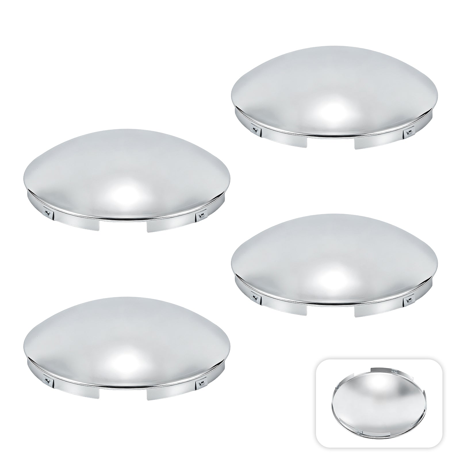 Chrome Hubcap – Dome, 4-Clip – 8.9" × 8.6" (H1F85N4-H50)