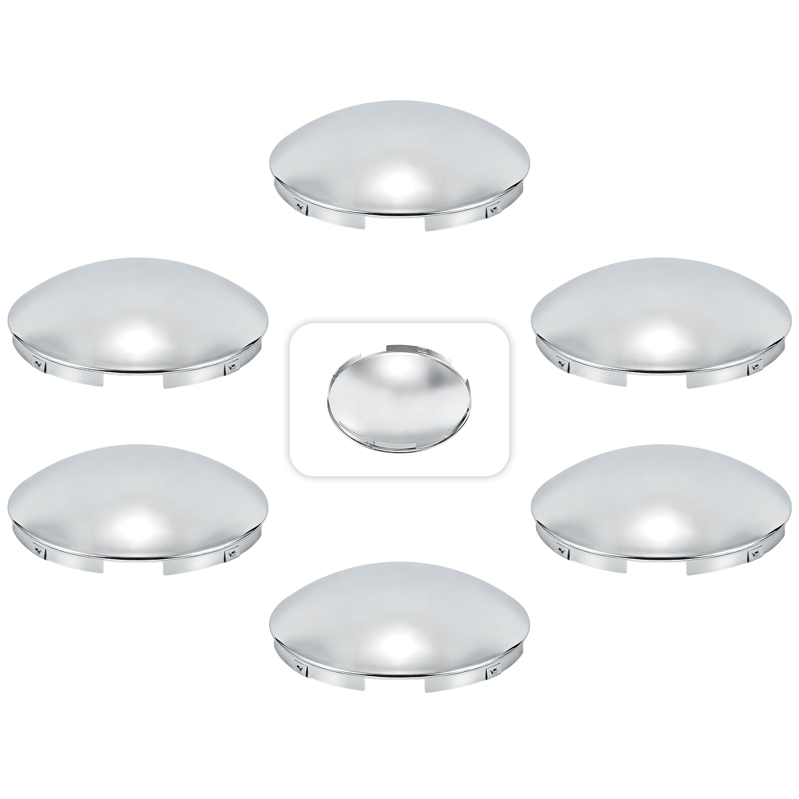 Chrome Hubcap – Dome, 4-Clip – 8.9" × 8.6" (H1F85N4-H50)