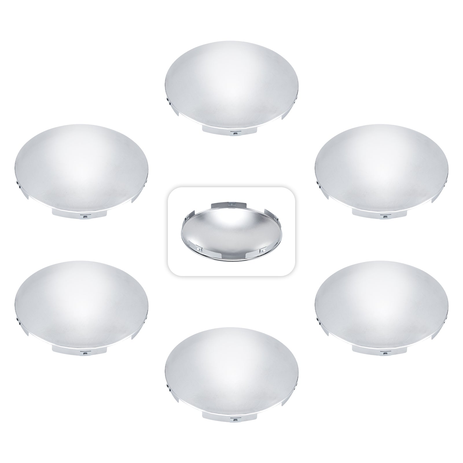 Chrome Hubcap – Dome, 5-Clip – 8.9" × 8.6" (H1F85N5-H51)