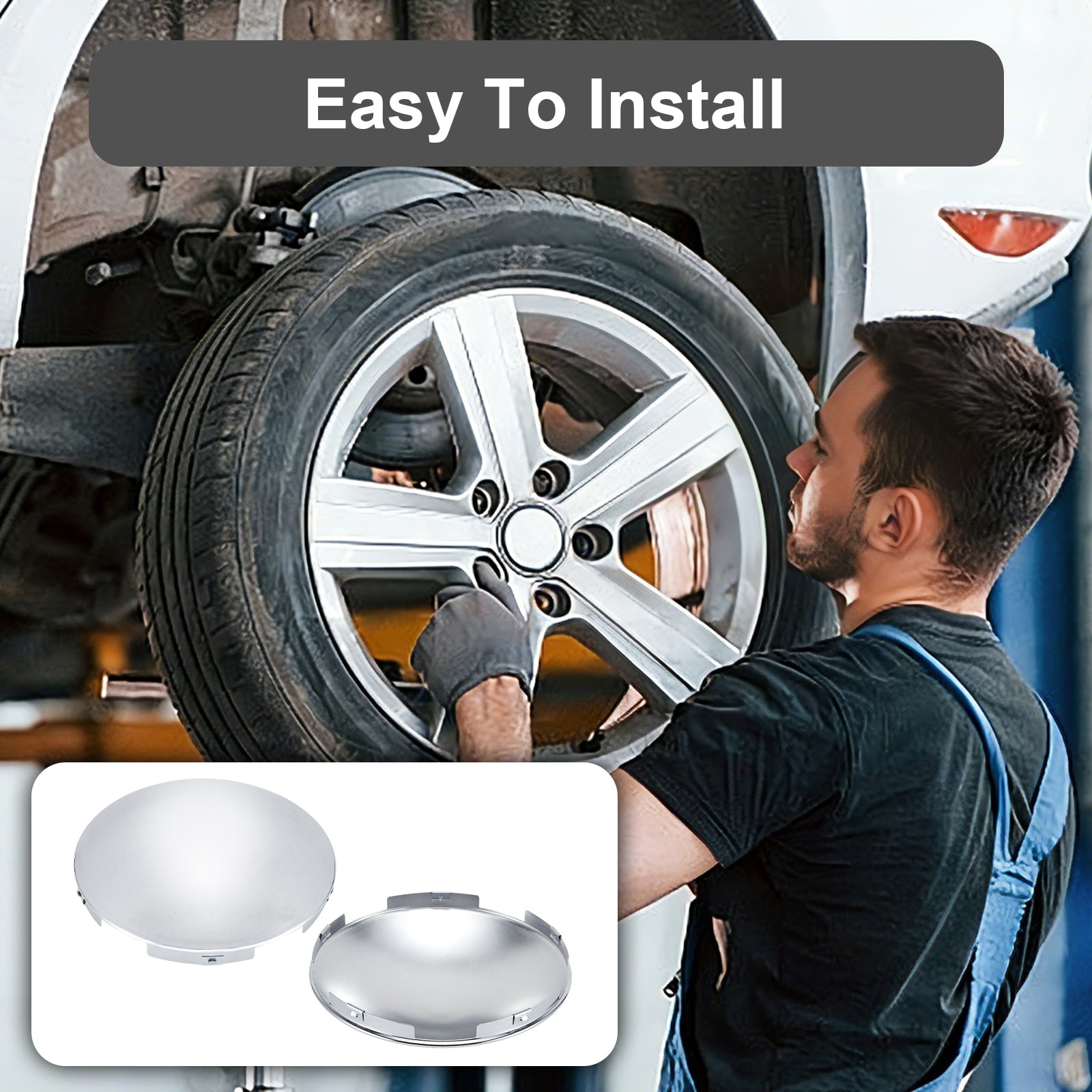 Chrome Hubcap – Dome, 5-Clip – 8.9" × 8.6" (H1F85N5-H51)
