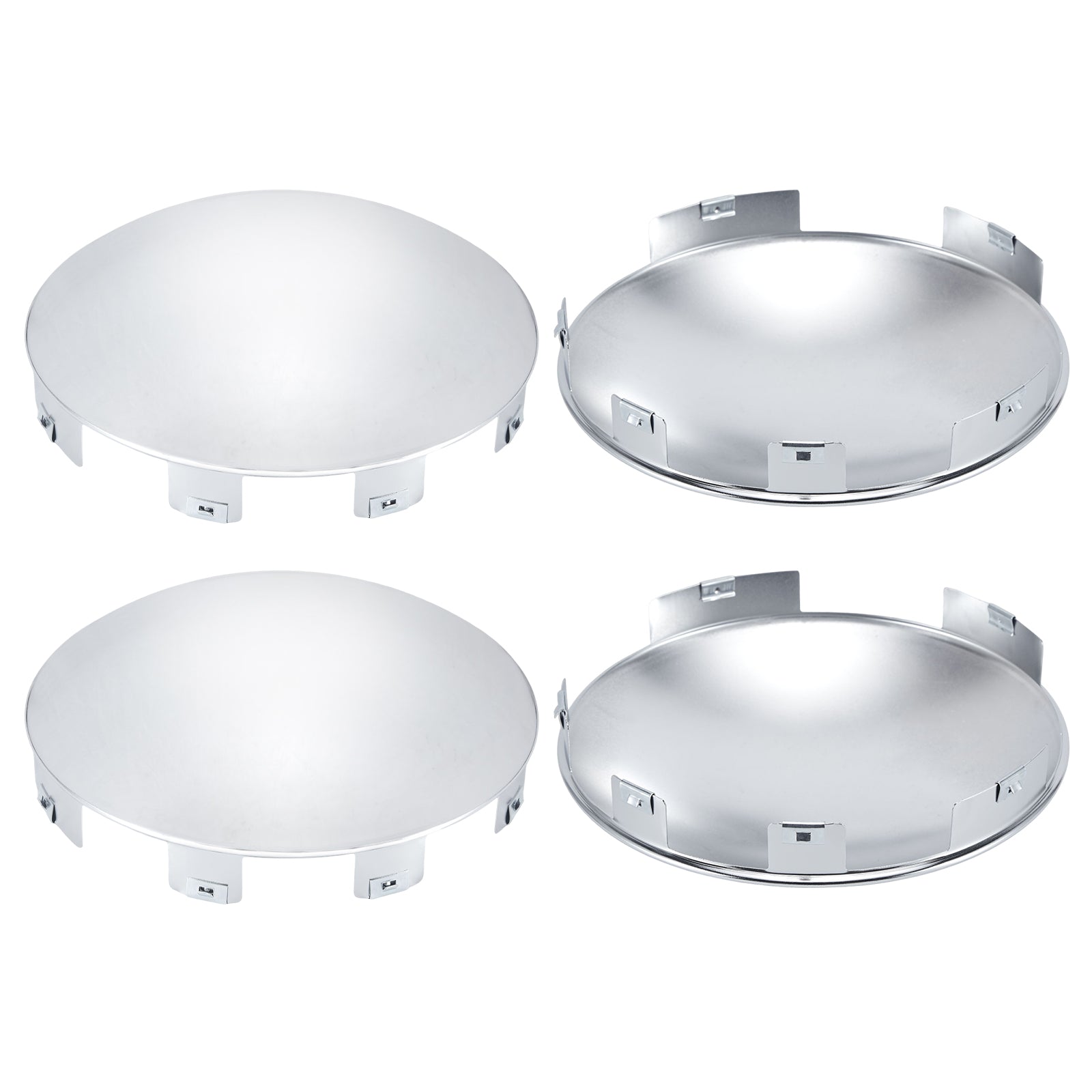 Chrome Hubcap – Deep Skirt Dome, 6-Clip – 8.9" × 8.6" (H1F85N6-H52)