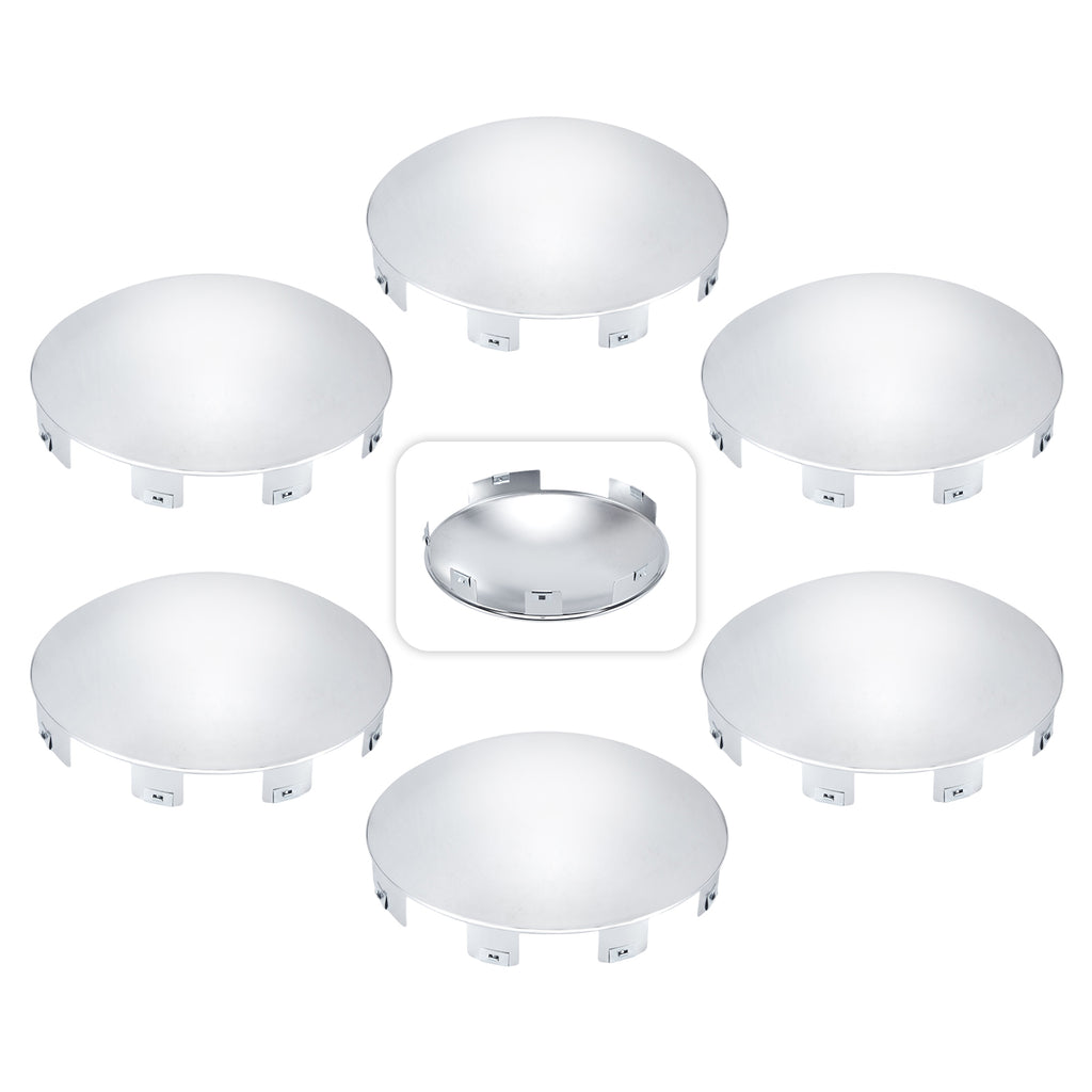 Chrome Hubcap – Deep Skirt Dome, 6-Clip – 8.9" × 8.6" (H1F85N6-H52)