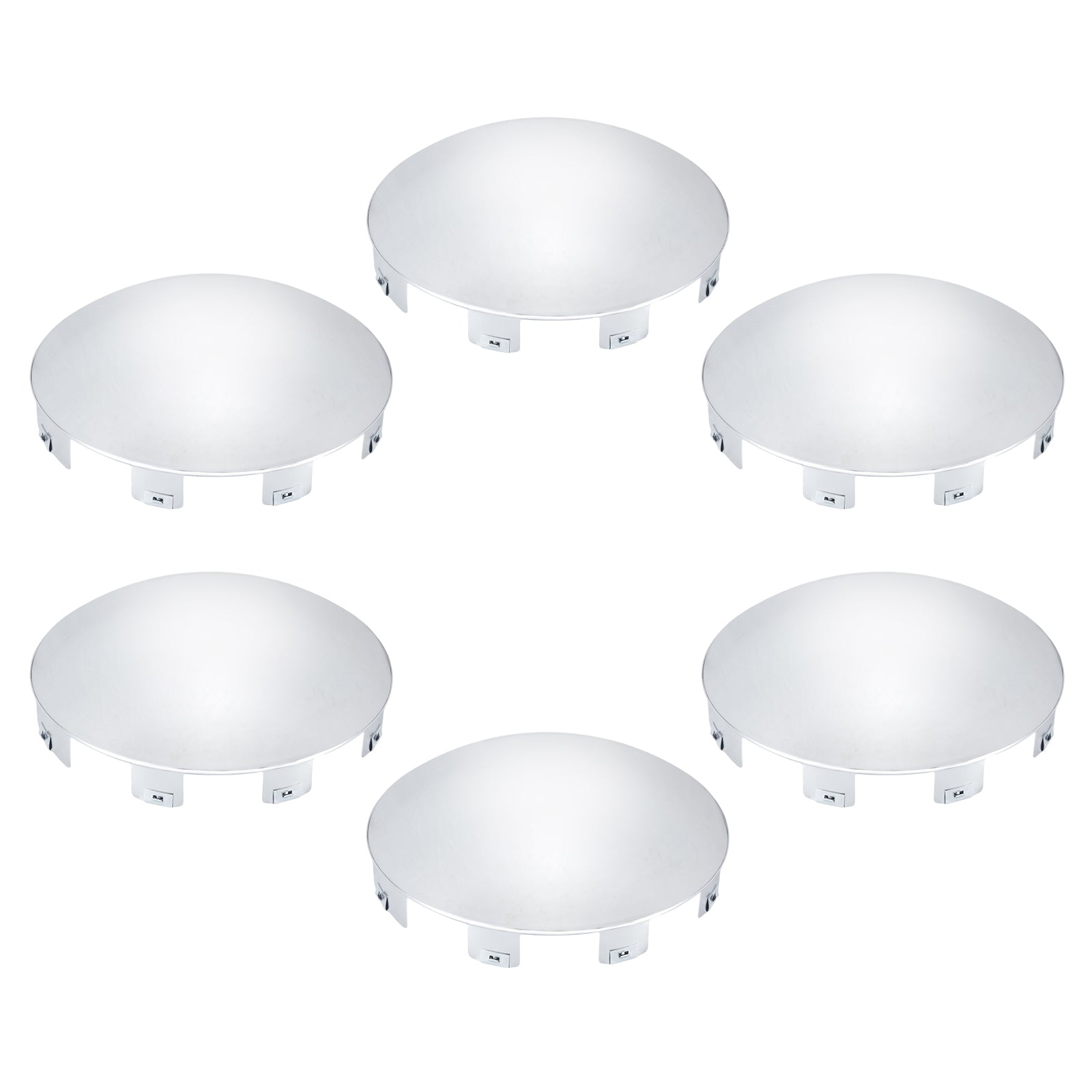 Chrome Hubcap – Deep Skirt Dome, 6-Clip – 8.9" × 8.6" (H1F85N6-H52)
