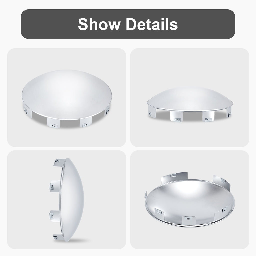 Chrome Hubcap – Deep Skirt Dome, 6-Clip – 8.9" × 8.6" (H1F85N6-H52)