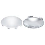 Chrome Hubcap – Shallow Skirt Dome, 6-Clip – 8.9" × 8.6"