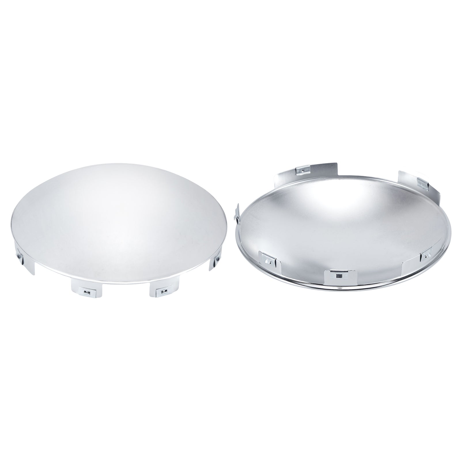 Chrome Hubcap – Shallow Skirt Dome, 6-Clip – 8.9" × 8.6" (H1F85N6-H53)