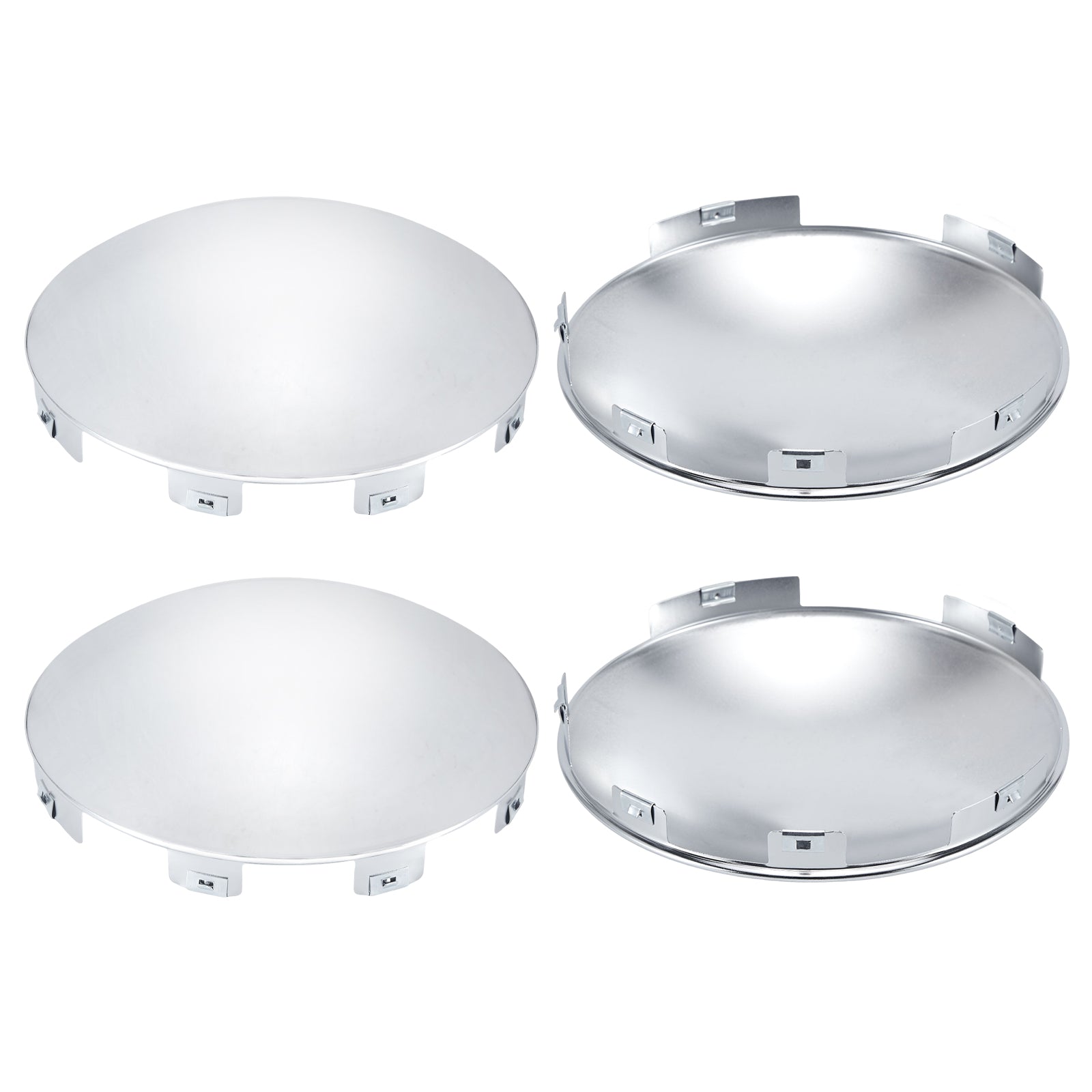 Chrome Hubcap – Shallow Skirt Dome, 6-Clip – 8.9" × 8.6" (H1F85N6-H53)
