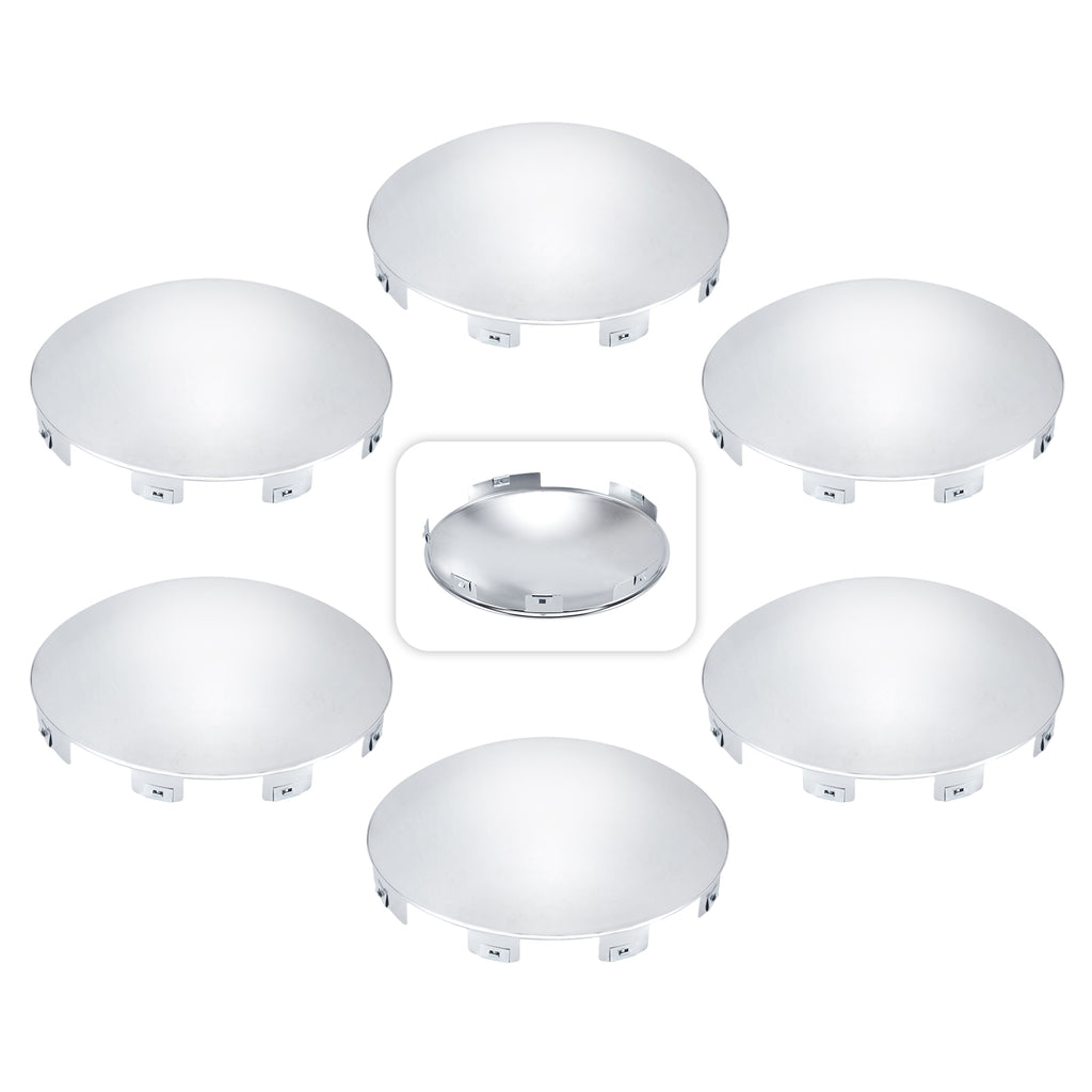 Chrome Hubcap – Shallow Skirt Dome, 6-Clip – 8.9" × 8.6" (H1F85N6-H53)