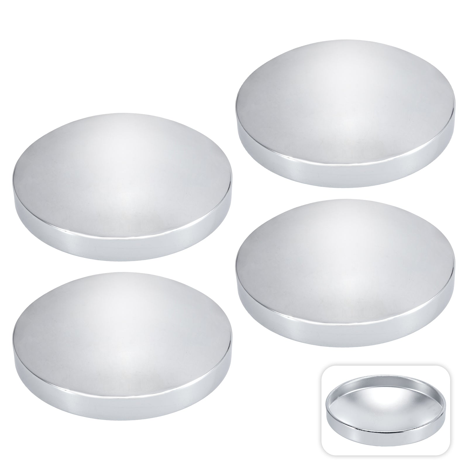 Chrome Hubcap – Flat Dome – 8.35" × 8" (H1R8)