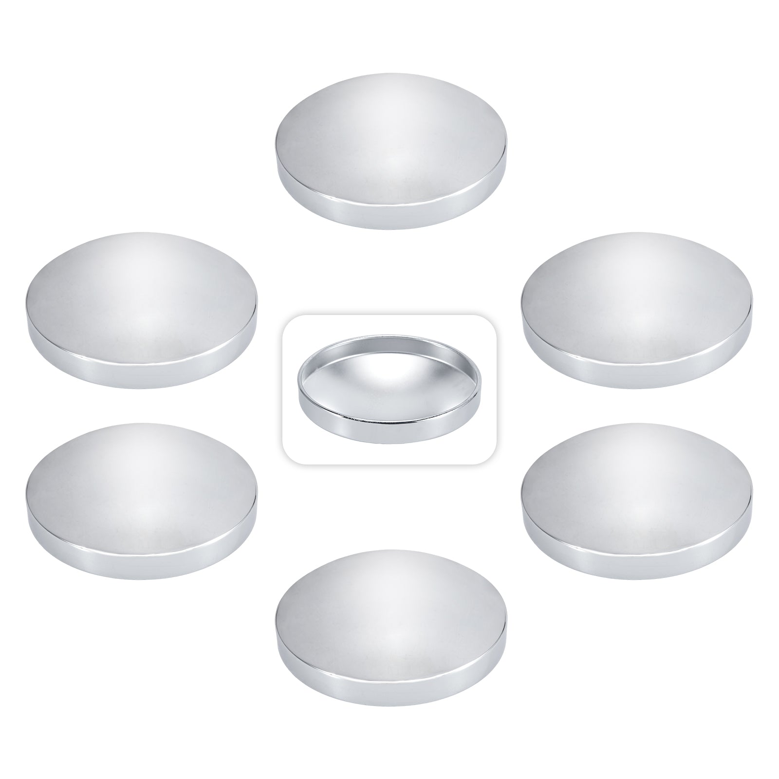 Chrome Hubcap – Flat Dome – 8.35" × 8" (H1R8)