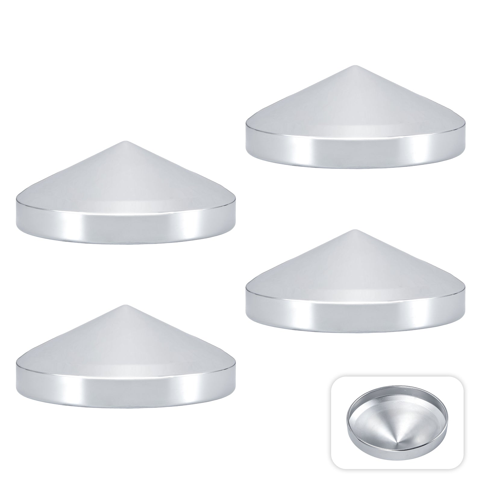Chrome Hubcap – Pointed Cone – 8.35" × 8" (H2R8)
