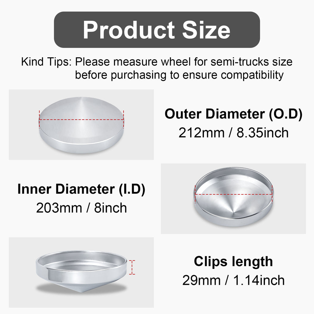 Chrome Hubcap – Pointed Cone – 8.35" × 8" (H2R8)