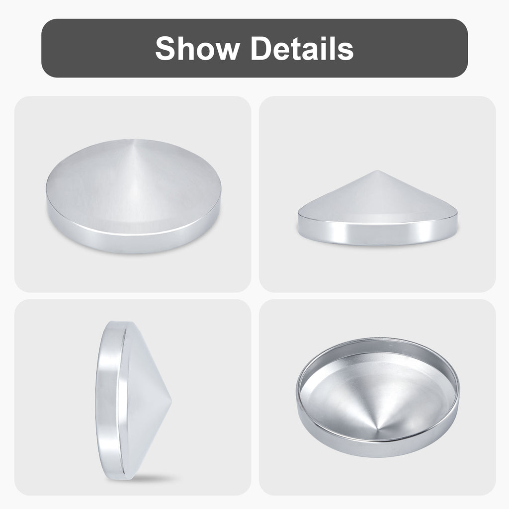 Chrome Hubcap – Pointed Cone – 8.35" × 8" (H2R8)