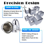 Chrome Bullet-Dome Push-On Lug Nut Covers – 33 mm – Metal – 20 Pack (HBC01)