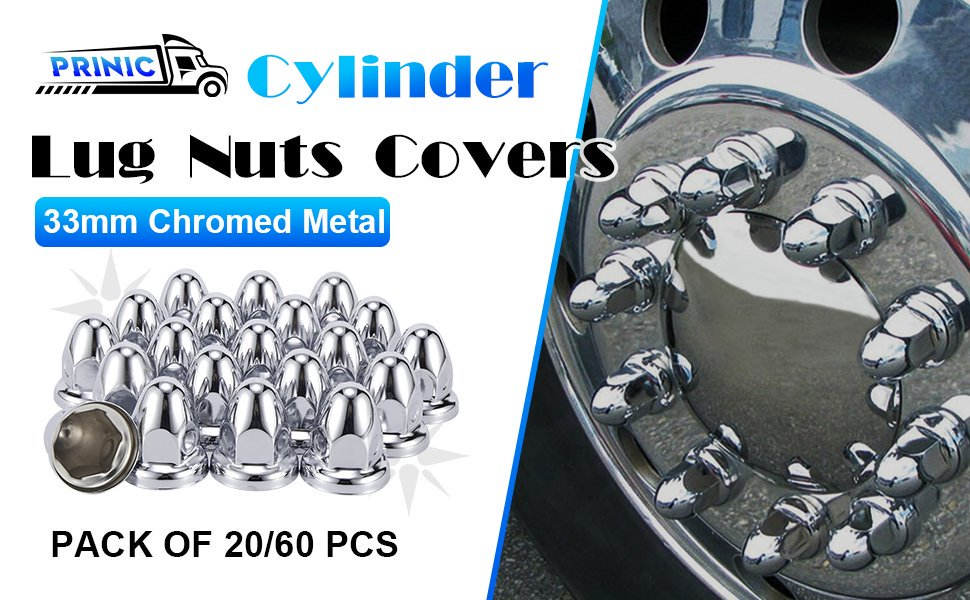 Chrome Bullet-Dome Push-On Lug Nut Covers – 33 mm – Metal – 20 Pack (HBC01)
