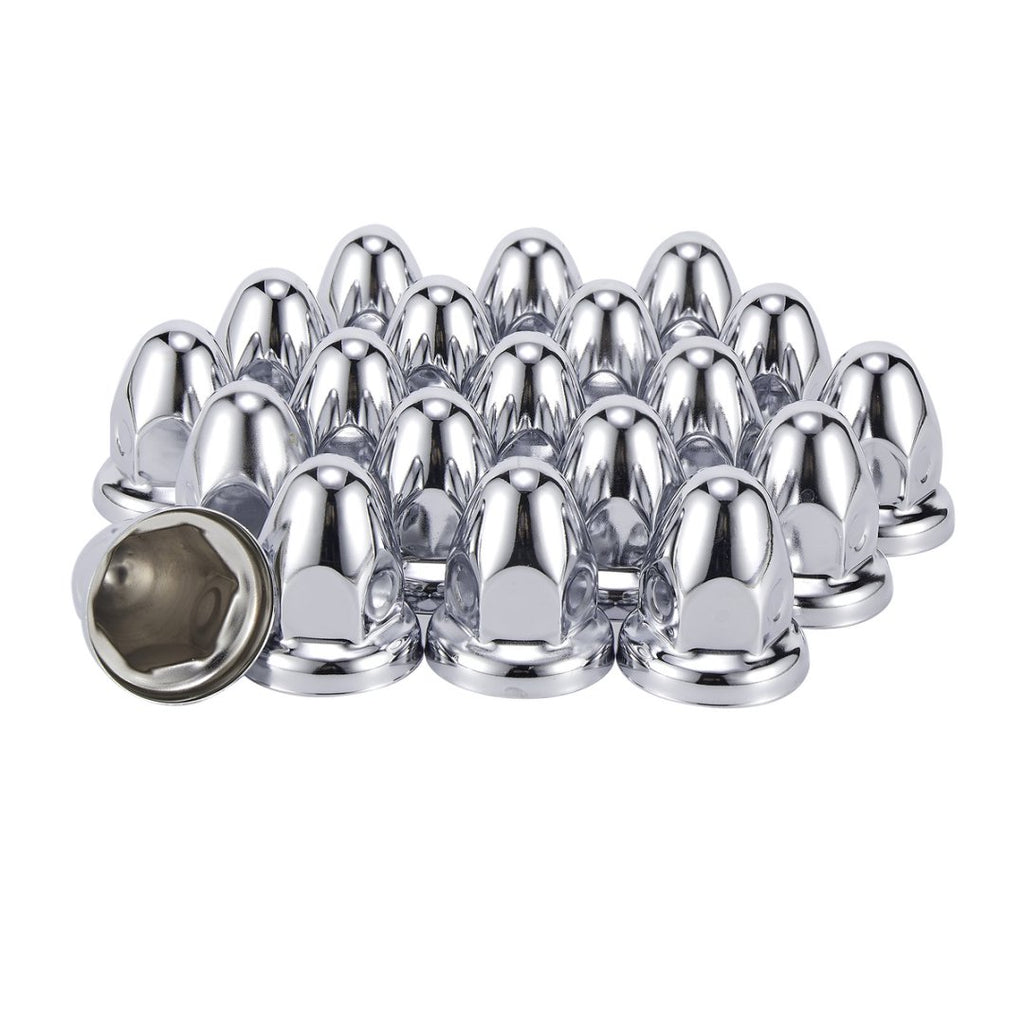 Chrome Bullet-Dome Push-On Lug Nut Covers – 33 mm – Metal – 20 Pack (HBC01)