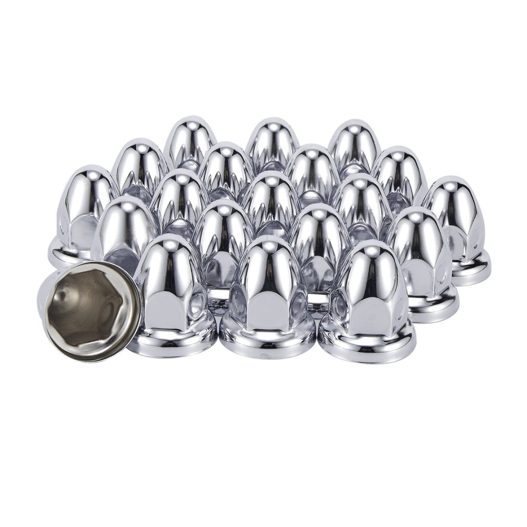 Chrome Bullet-Dome Push-On Lug Nut Covers – 33 mm – Metal – 20 Pack (HBC01)