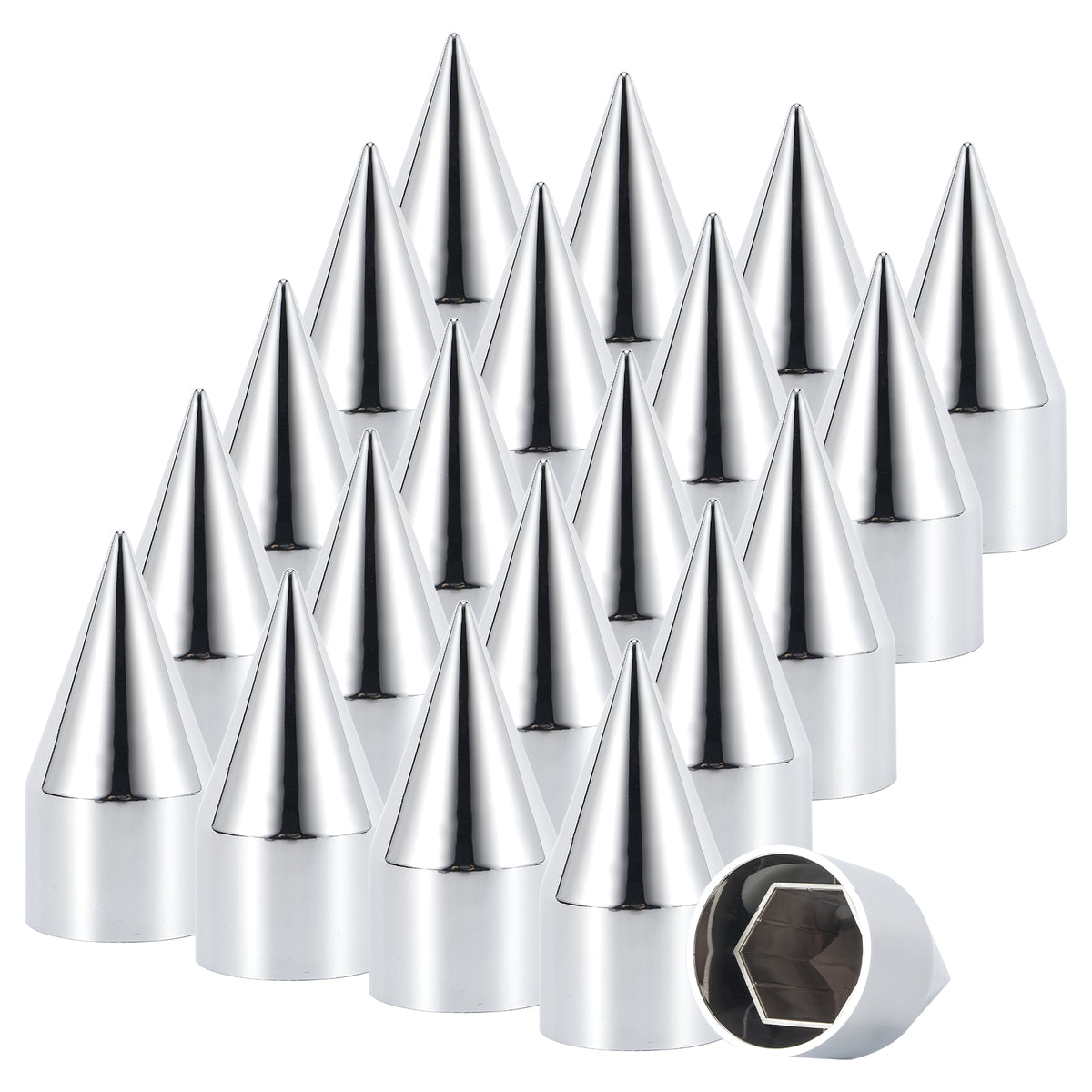 Chrome Spike Push-On Lug Nut Covers – 33 mm – 20 / 40 / 60 Pack (HBC02)