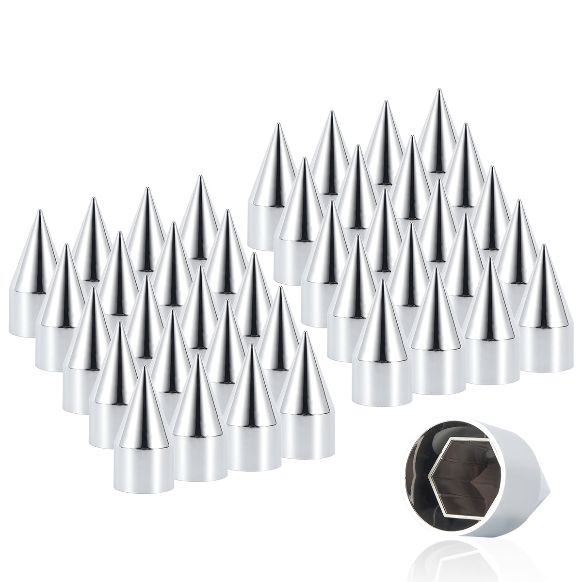 Chrome Spike Push-On Lug Nut Covers – 33 mm – 20 / 40 / 60 Pack (HBC02)