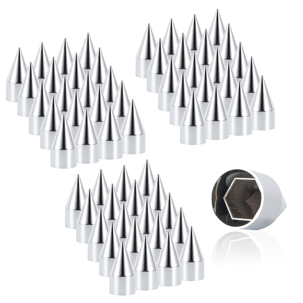 Chrome Spike Push-On Lug Nut Covers – 33 mm – 20 / 40 / 60 Pack (HBC02)
