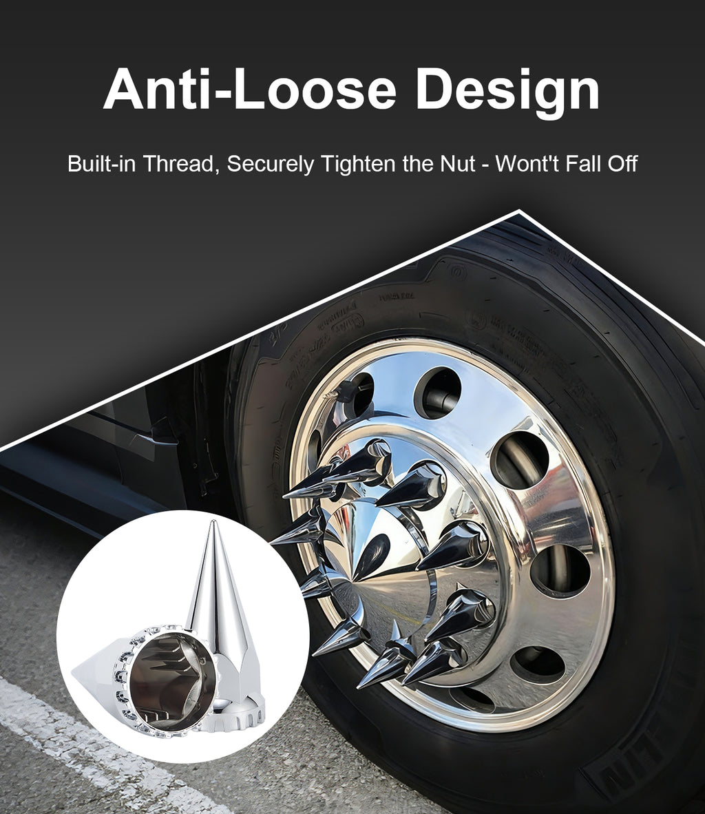 Chrome Spiked Push-On Lug Nut Covers – 33 mm – 20 / 40 Pack (HBC03)