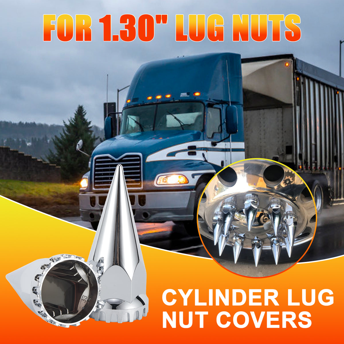 Chrome Spiked Push-On Lug Nut Covers – 33 mm – 20 / 40 Pack (HBC03)
