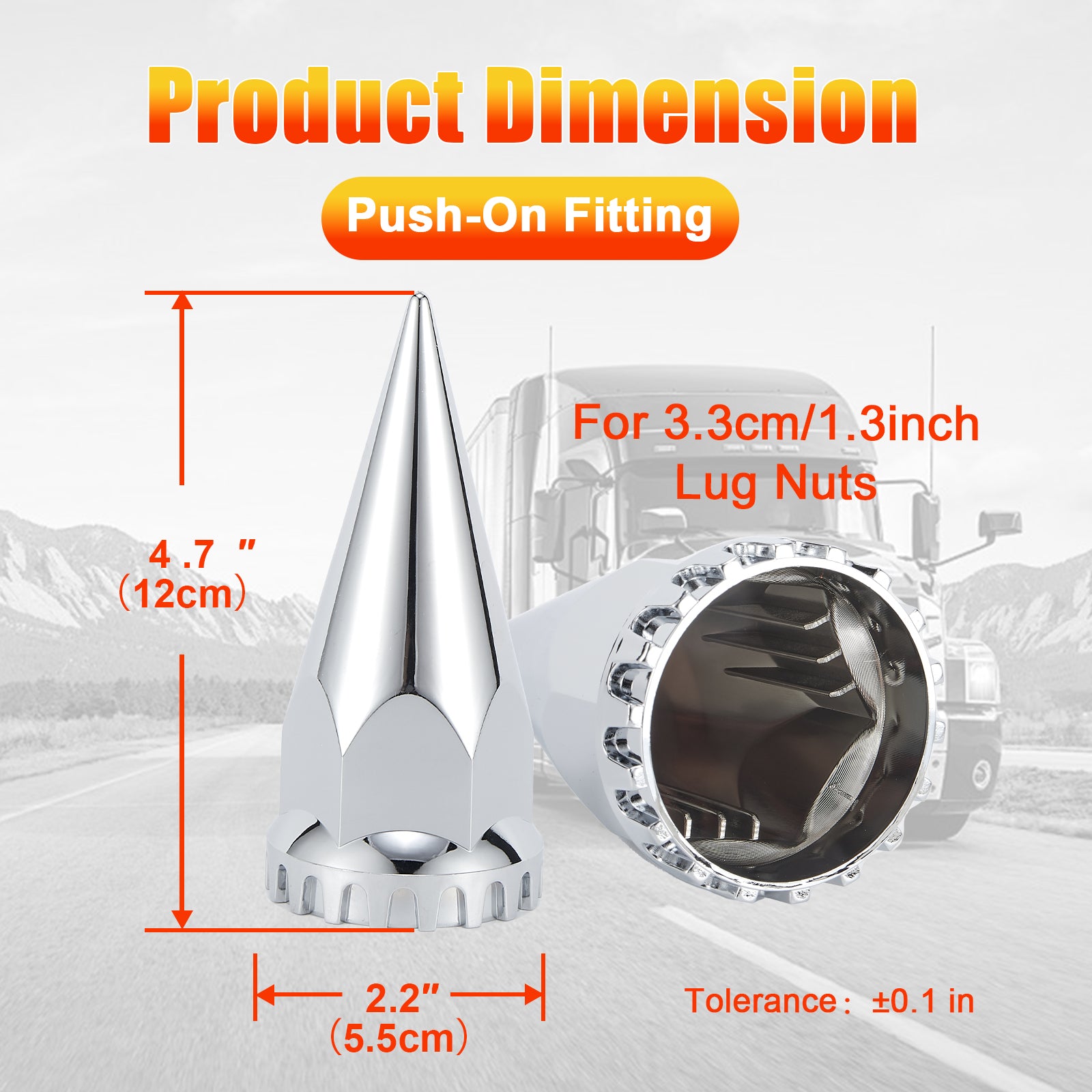 Chrome Spiked Push-On Lug Nut Covers – 33 mm – 60 Pack (HBC03)