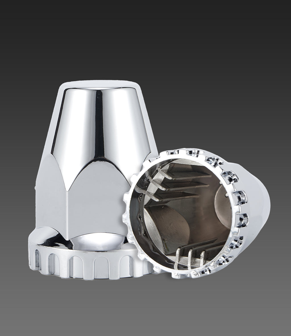 Chrome Tapered-Cone Push-On Lug Nut Covers – 33 mm – 20 / 40 Pack (HBC04 Push)