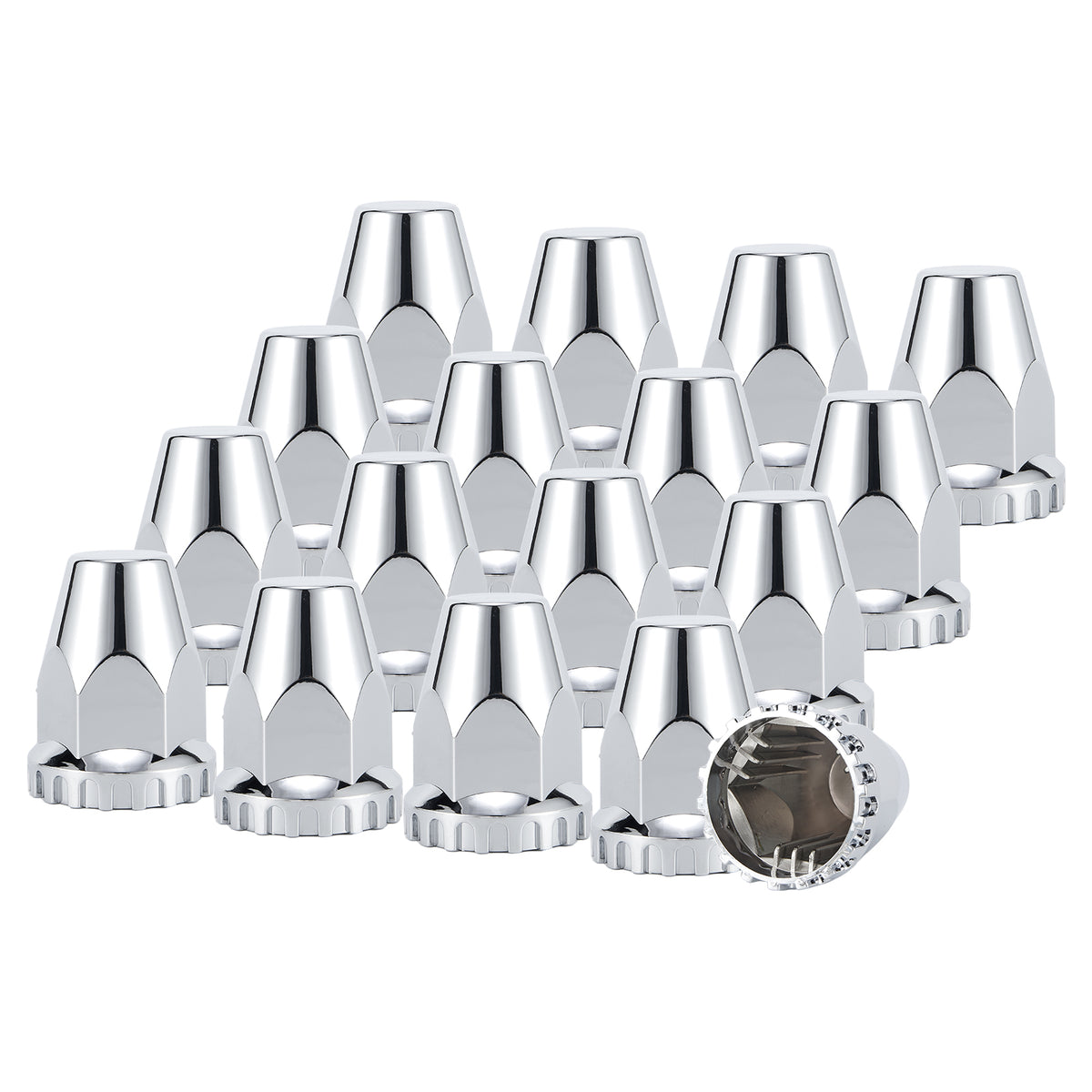Chrome Tapered-Cone Push-On Lug Nut Covers – 33 mm – 20 / 40 Pack (HBC04 Push)