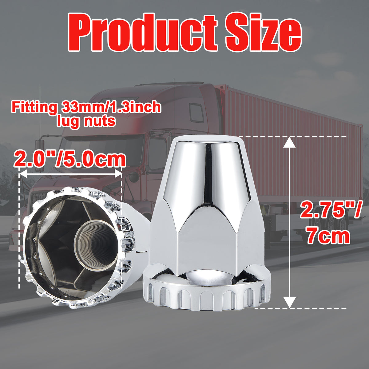 Chrome Bullet Screw-On Lug Nut Covers – 33 mm – 20 Pack (HBC04 Screw)