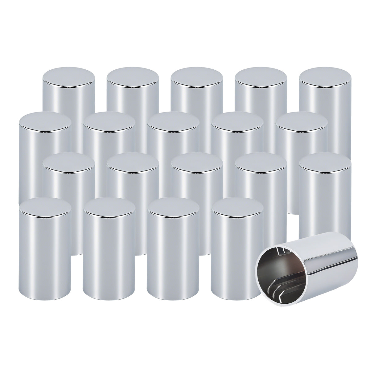 Chrome Smooth-Cylinder Push-On Lug Nut Covers – 33 mm – 20 / 60 Pack (HBC05 Push)