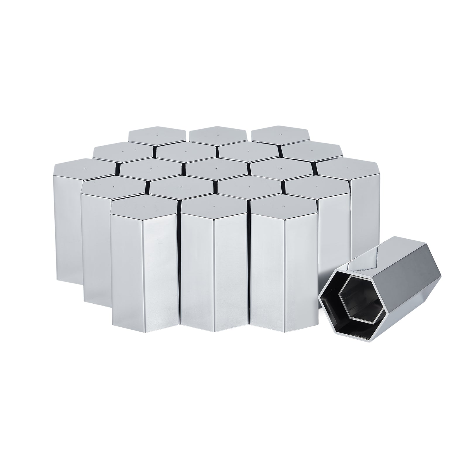 Chrome Hexagonal Push-On Lug Nut Covers – 33 mm – 20 / 40 / 60 Pack (HBC06 Push)