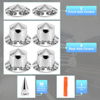 Chrome Spiked Complete Wheel Hubcap Kit – 2 Front + 4 Rear Axle Covers + 60× 33 mm Push-On Nut Covers + Install Tool - view 10