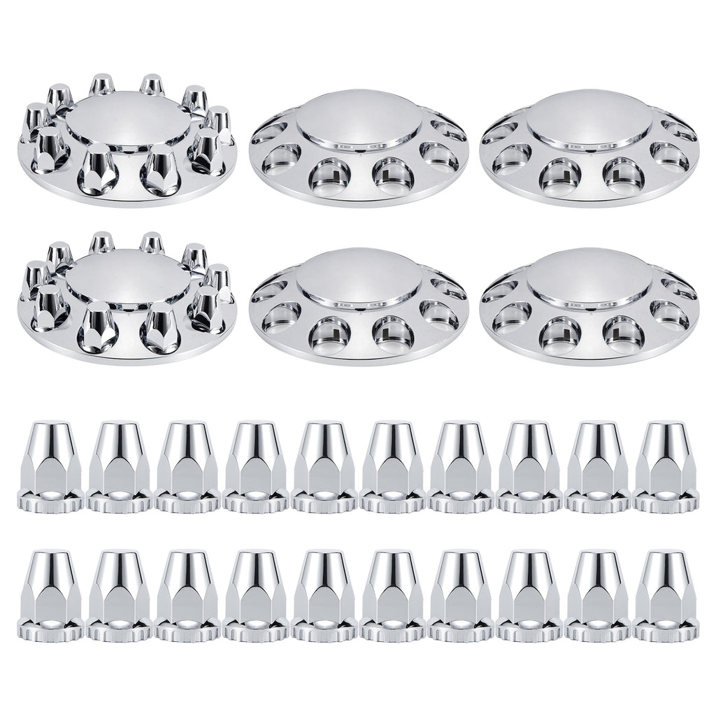 Chrome Thread-On Complete Wheel Hub Cover Kit – 33 mm, 10-Lug (PL-04 SCREW-WH)