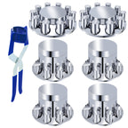 Chrome Smooth-Dome Screw-On Complete Wheel Hub Cover Kit – 33 mm (PL-05 SCREW-WH)