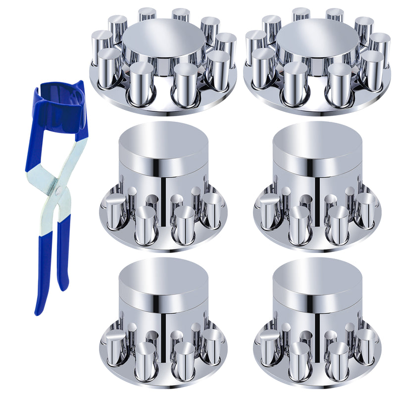 Chrome Smooth-Dome Screw-On Complete Wheel Hub Cover Kit – 33 mm (PL-05 SCREW-WH)