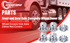 Chrome Smooth-Dome Screw-On Complete Wheel Hub Cover Kit – 33 mm (PL-05 SCREW-WH)