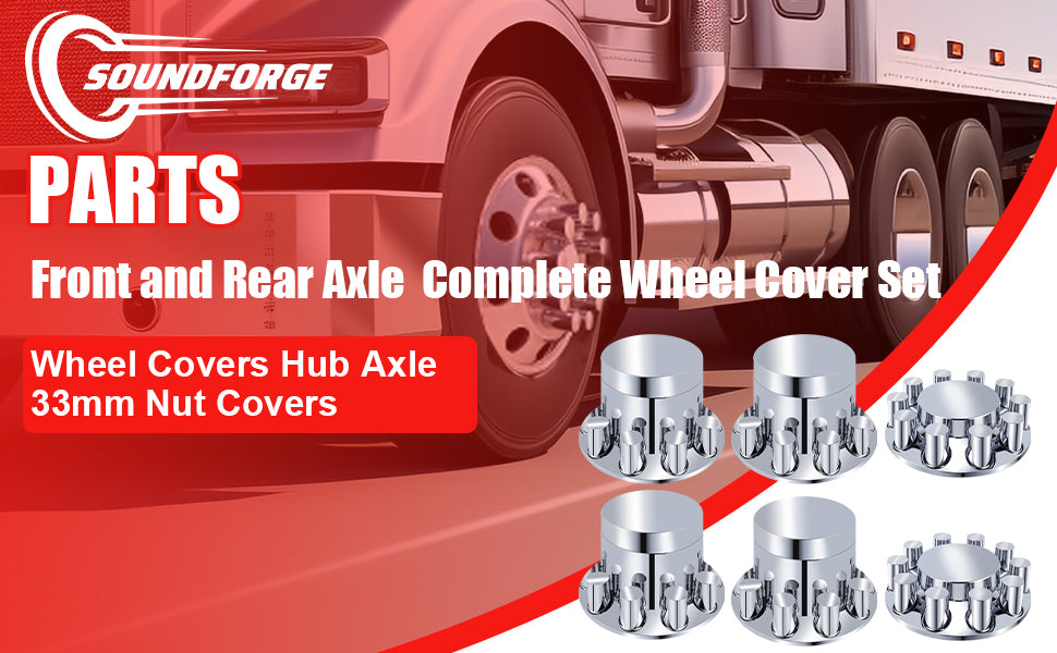 Chrome Smooth-Dome Screw-On Complete Wheel Hub Cover Kit – 33 mm (PL-05 SCREW-WH)