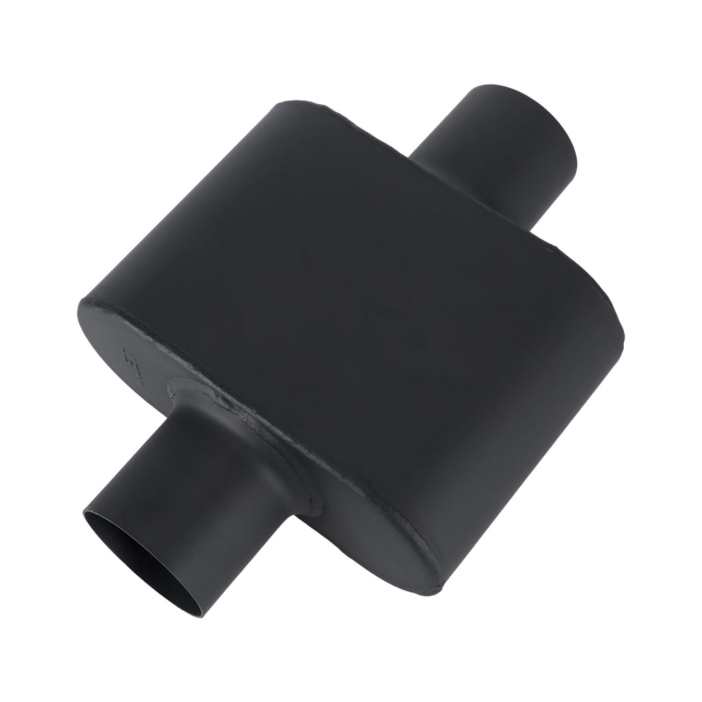 Chambered Muffler – Compact Body, Center-In / Center-Out – 2", 2.25", 2.5", 3" – Stainless / Black (A Series)