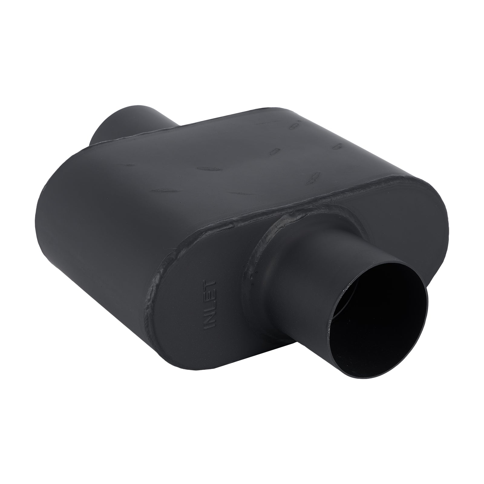 Chambered Muffler – Compact Body, Center-In / Center-Out – 2", 2.25", 2.5", 3" – Stainless / Black (A Series)