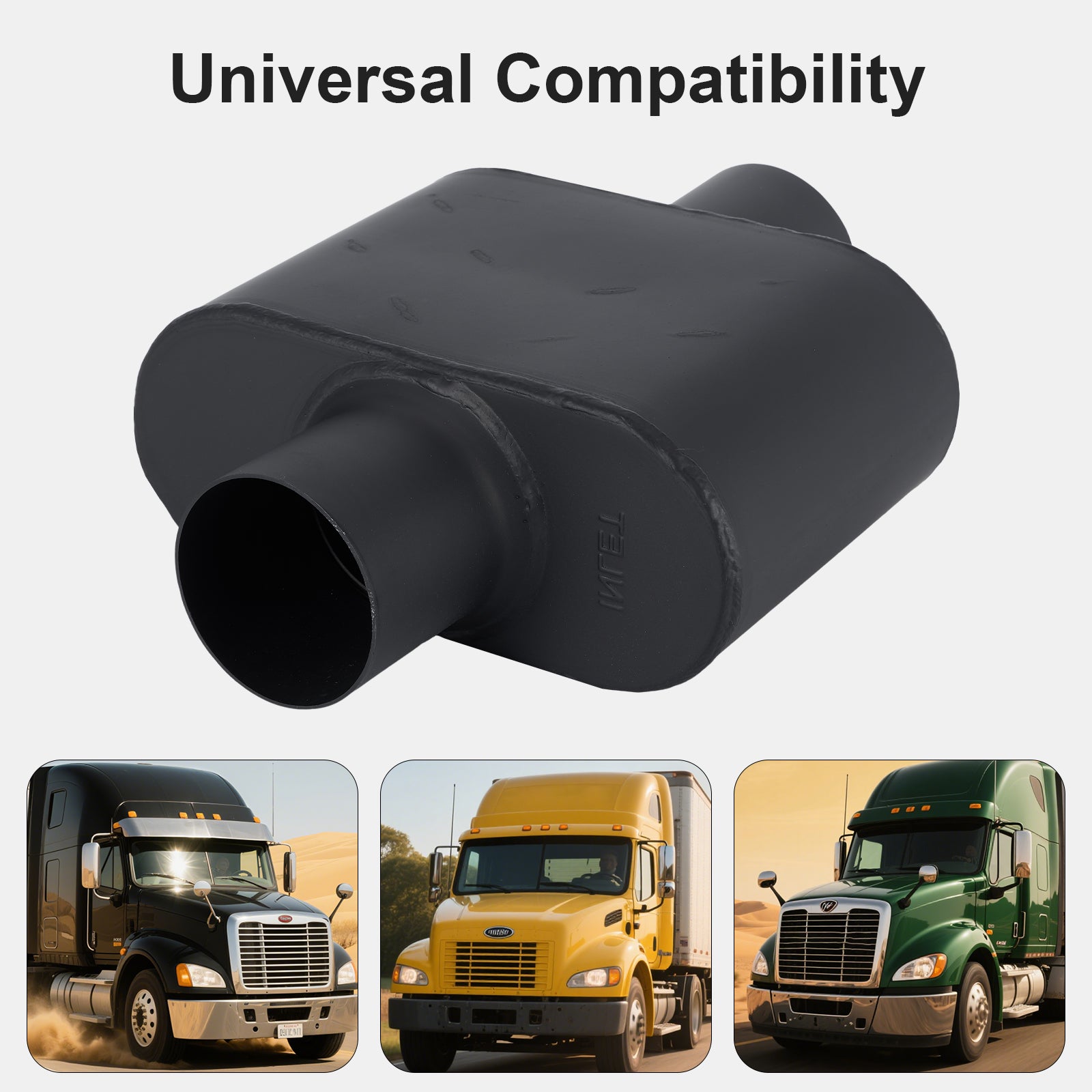 Chambered Muffler – Compact Body, Center-In / Center-Out – 2", 2.25", 2.5", 3" – Stainless / Black (A Series)