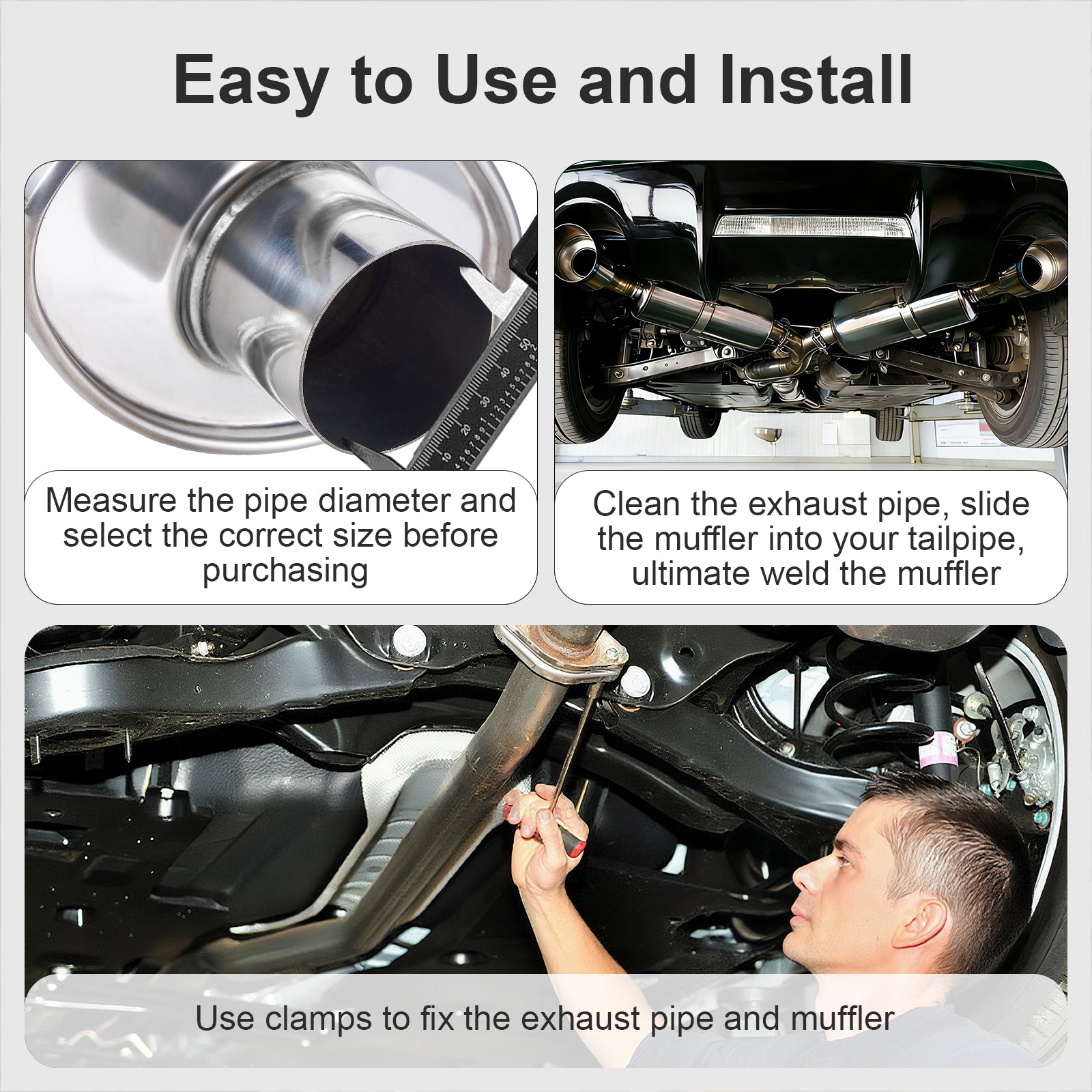 Polished Stainless Chambered Muffler – Compact Oval Body – 2.5", 3" (J Series)