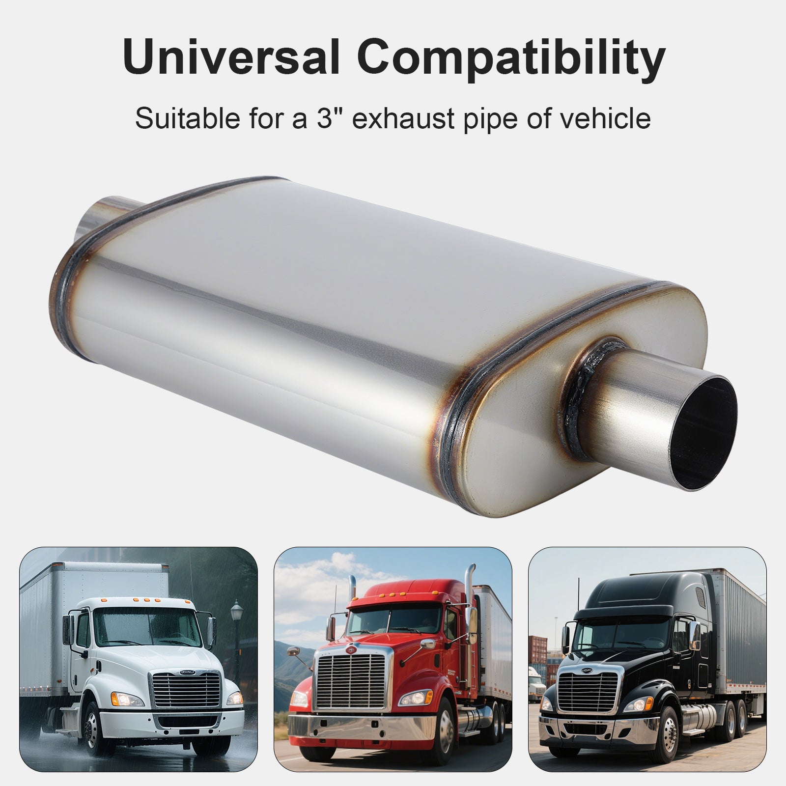 Chambered Muffler – Center-In / Center-Out – 2", 2.25", 2.5", 3" (C Series)