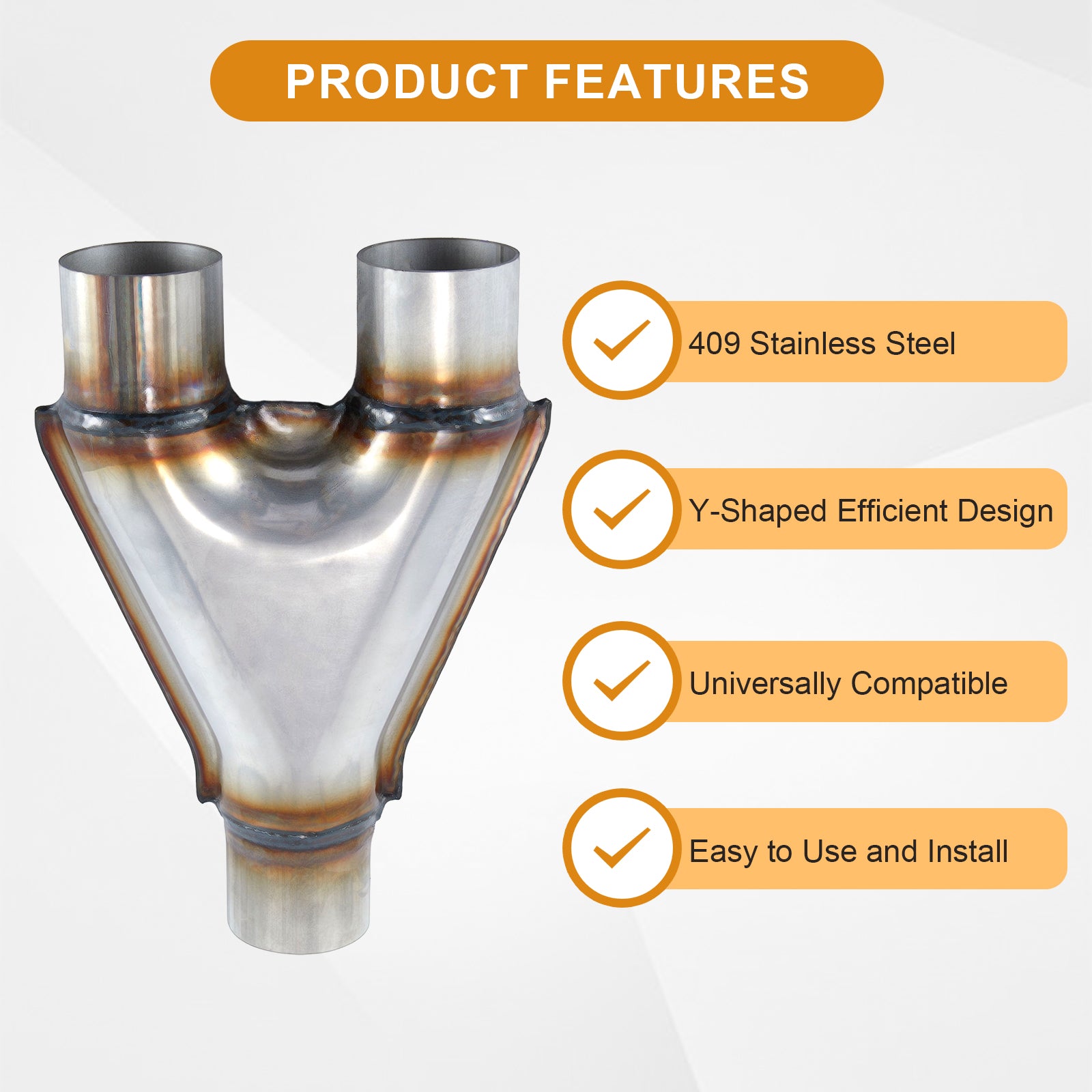 Stainless Y-Pipe Splitter – Single-In / Dual-Out – 12 Inlet→Outlet Configurations