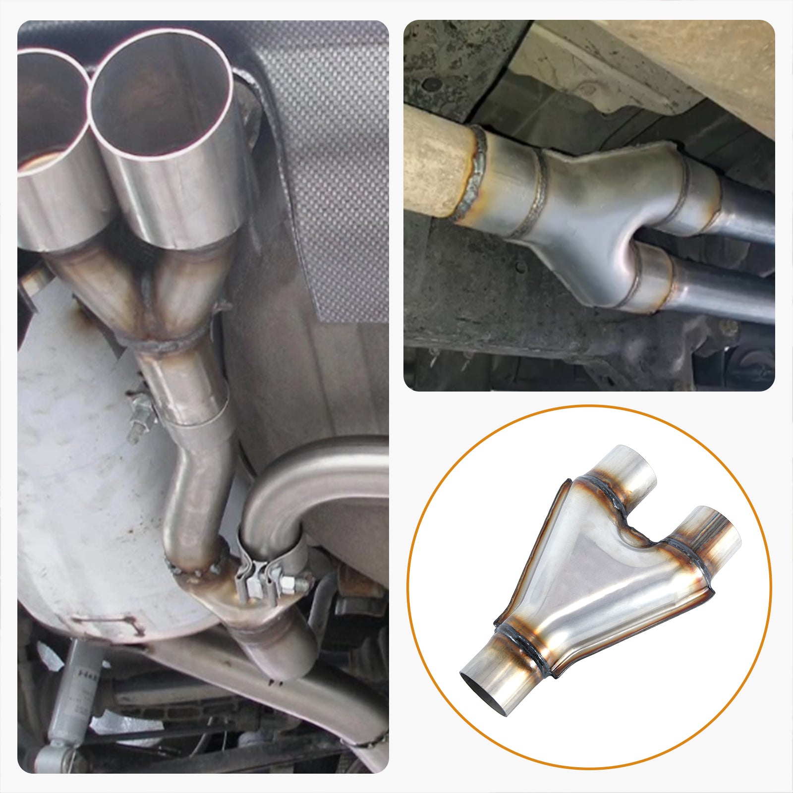 Stainless Y-Pipe Splitter – Single-In / Dual-Out – 12 Inlet→Outlet Configurations