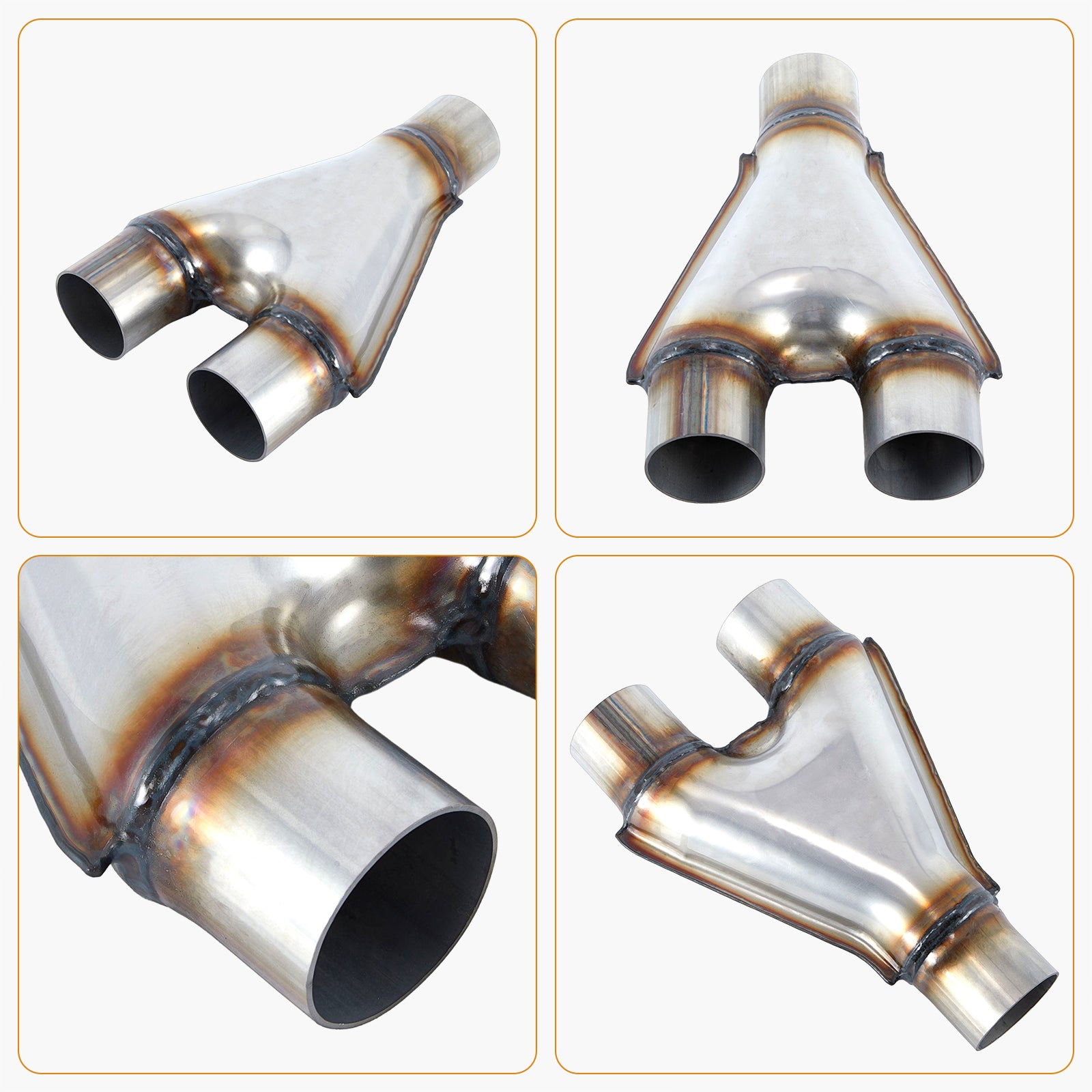 Stainless Y-Pipe Splitter – Single-In / Dual-Out – 12 Inlet→Outlet Configurations